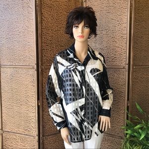 Black/white sheer blouse